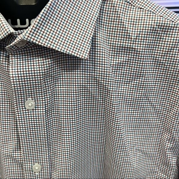 J.CREW Mens Dress Shirt Button Up Red White Blue Plaid Print Size Large 16 - 32 - Picture 3 of 6